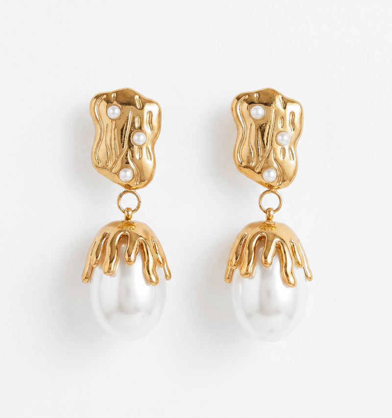 Gilded Pearl Drop Earrings