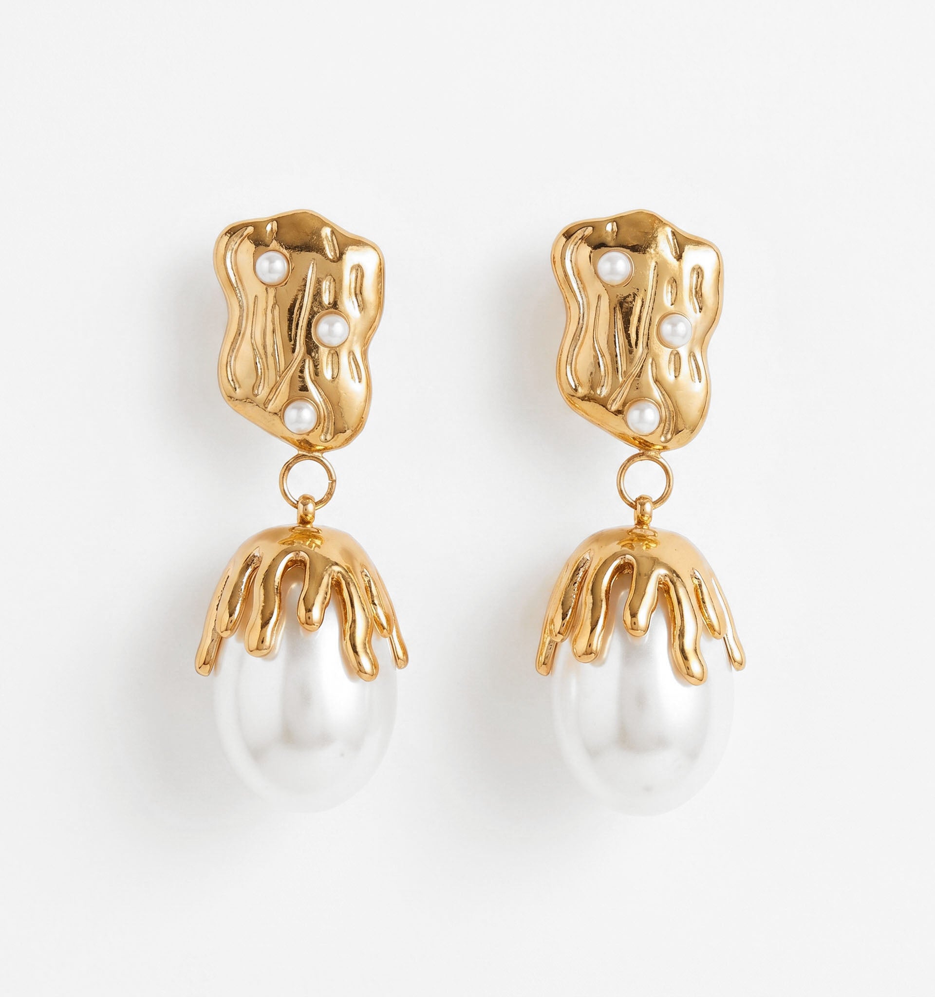 Gilded Pearl Drop Earrings