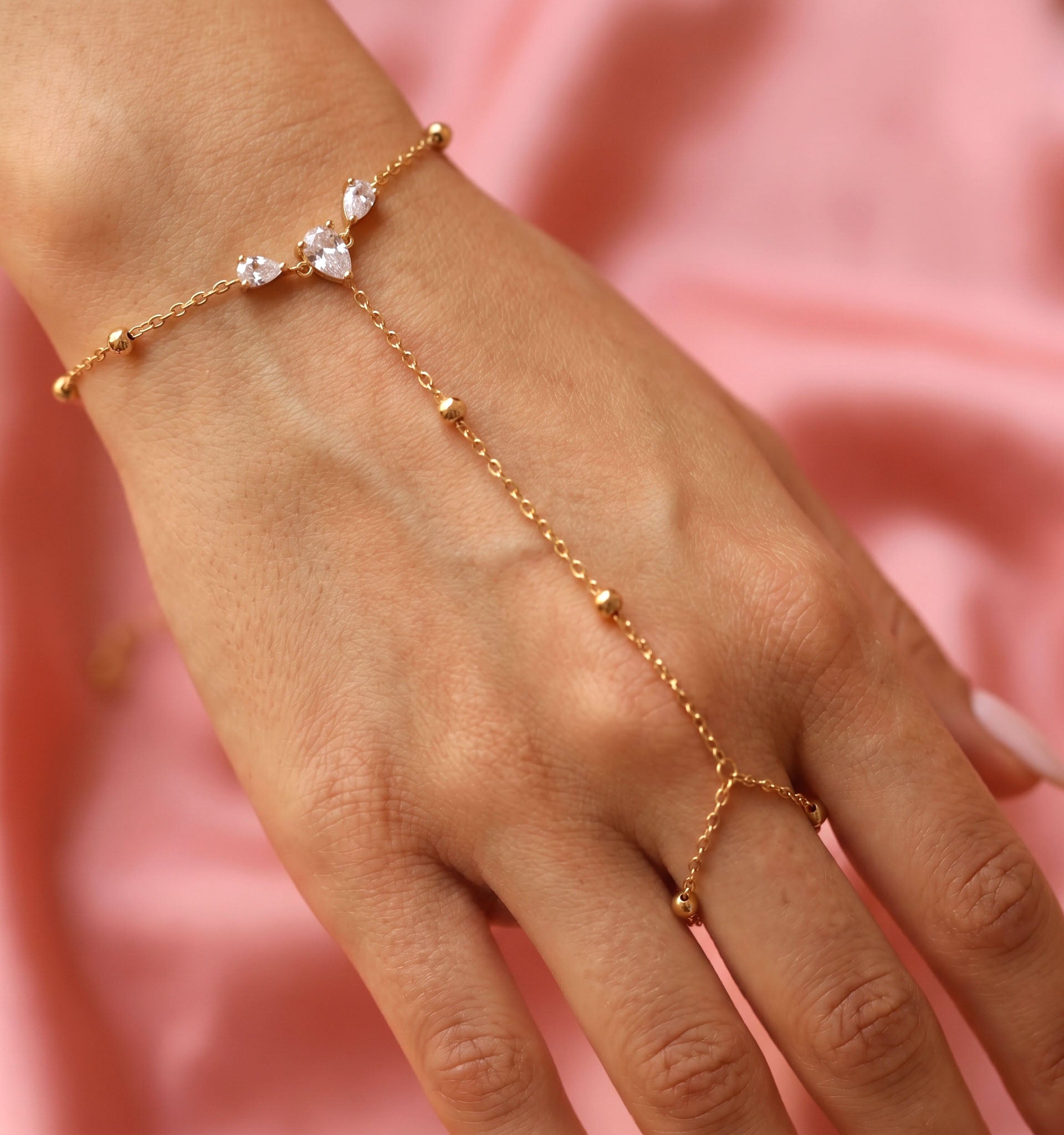 Dainty Gold Hand Chain Bracelet, Dainty Ring Bracelet – Rellery