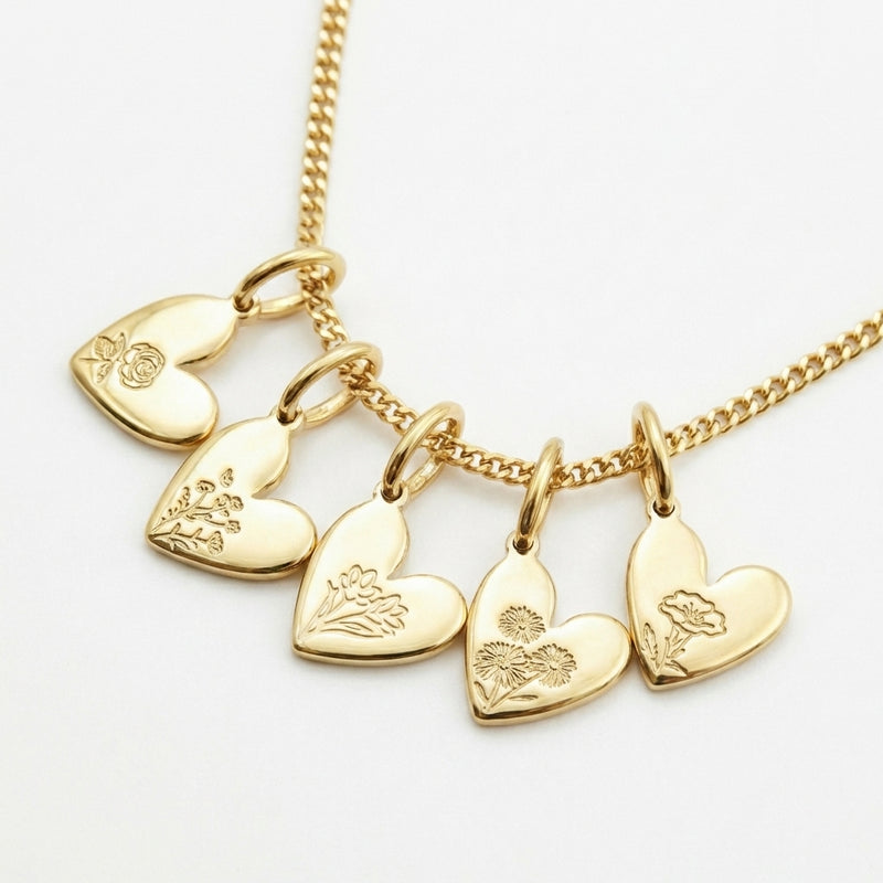 Birth Flower Heart Necklace