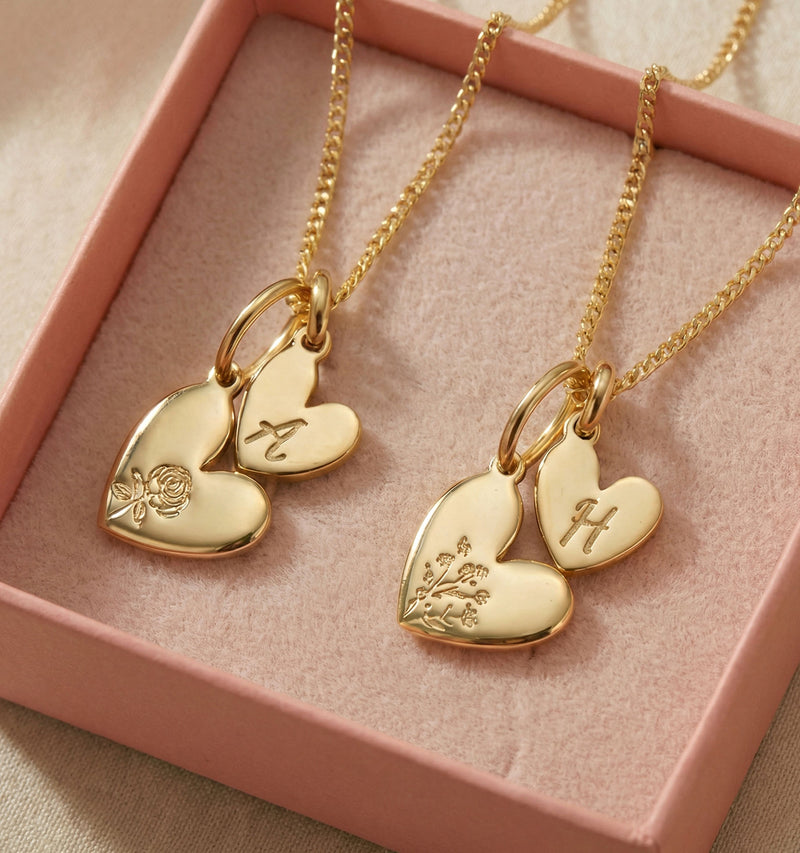 Birth Flower Heart Necklace