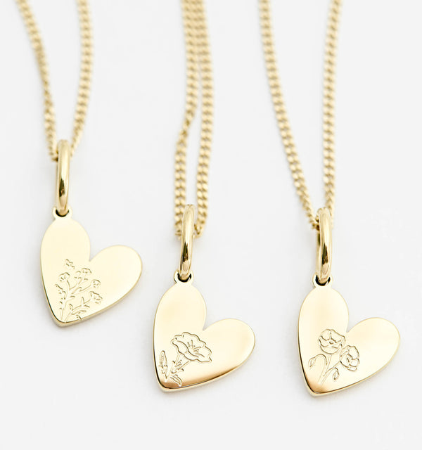 Birth Flower Heart Necklace