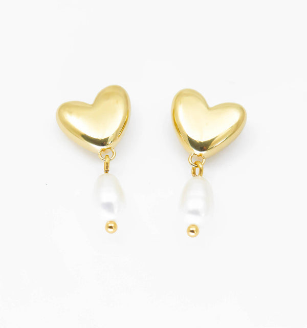 Heart Pearl Earrings