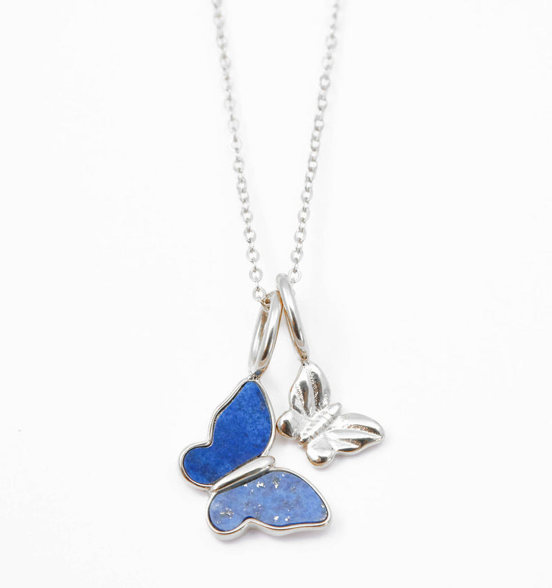 Lapis Butterfly Necklace With Mini Butterfly Charm