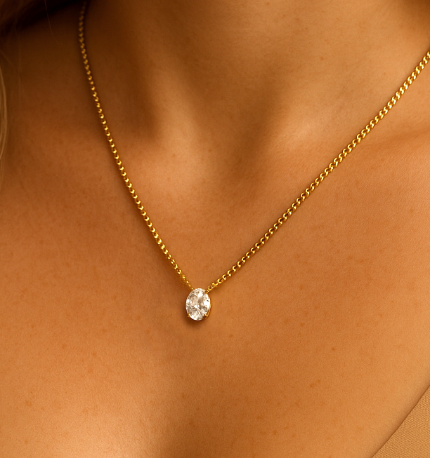 Oval CZ Diamond Necklace