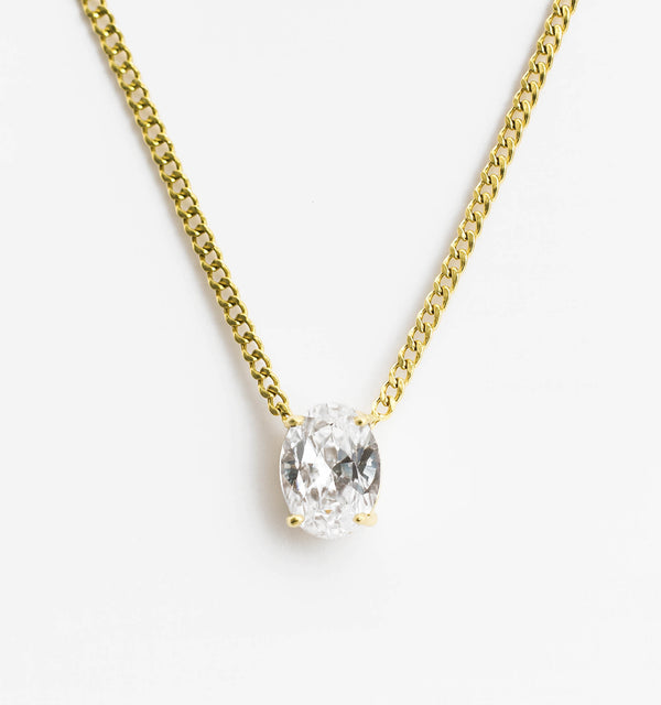 Oval CZ Diamond Necklace