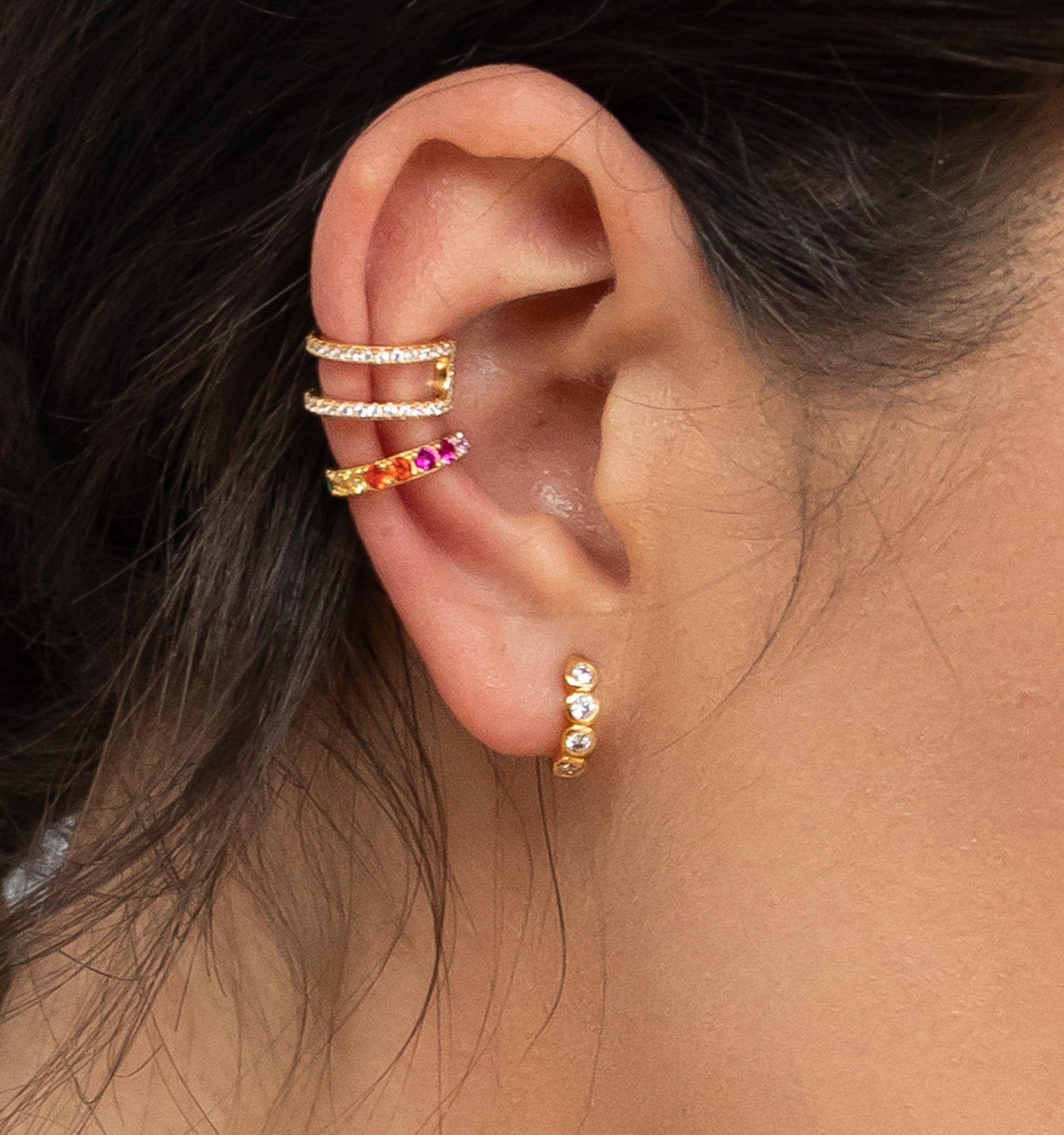 Bezel Diamond Hoop Earrings