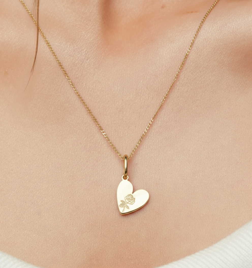 Birth Flower Heart Necklaces