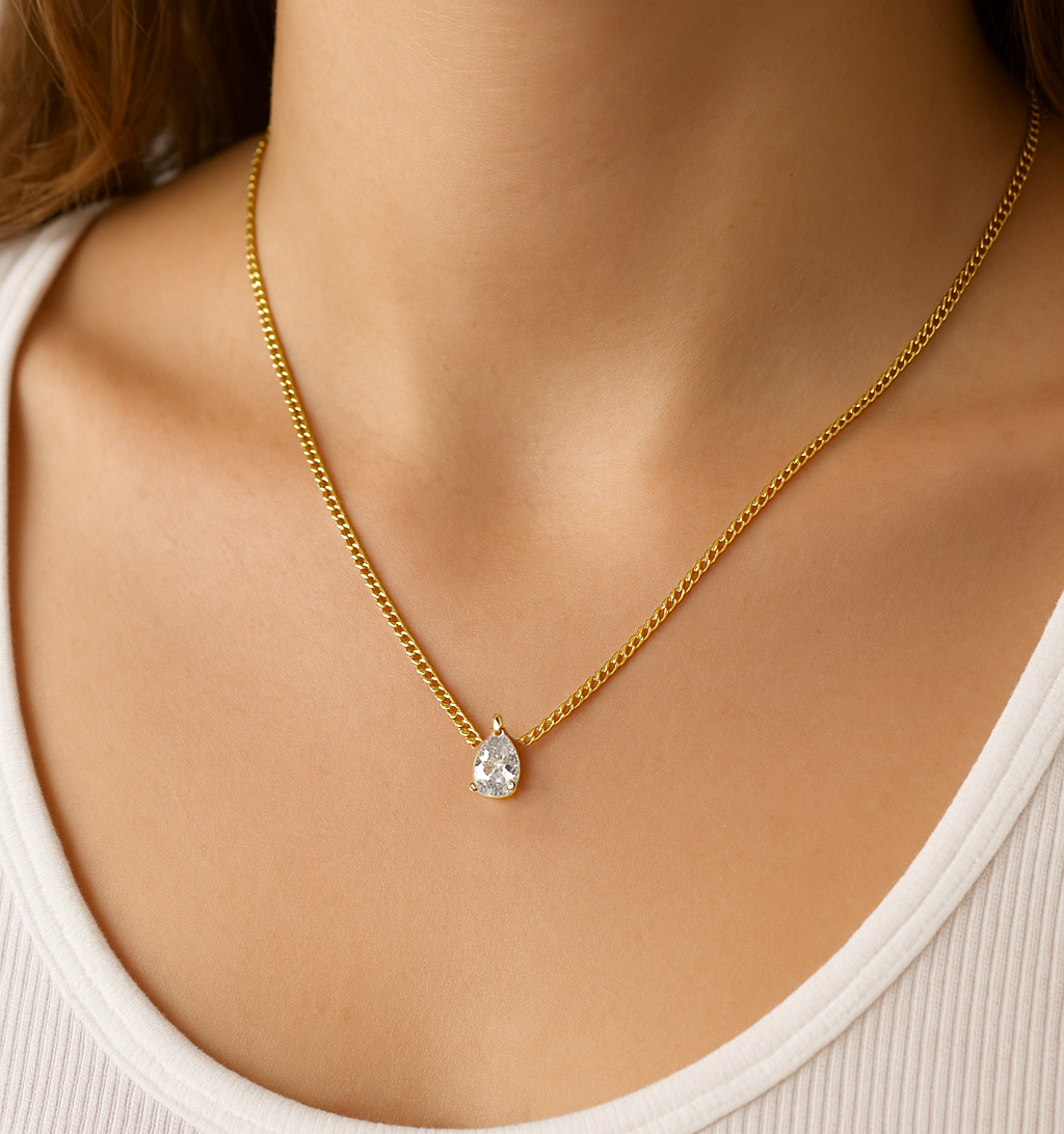 Teardrop CZ Diamond Necklace