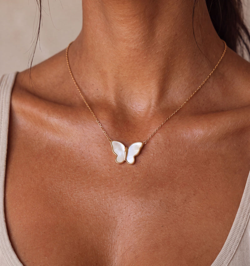 Mother of Pearl Butterfly Necklace