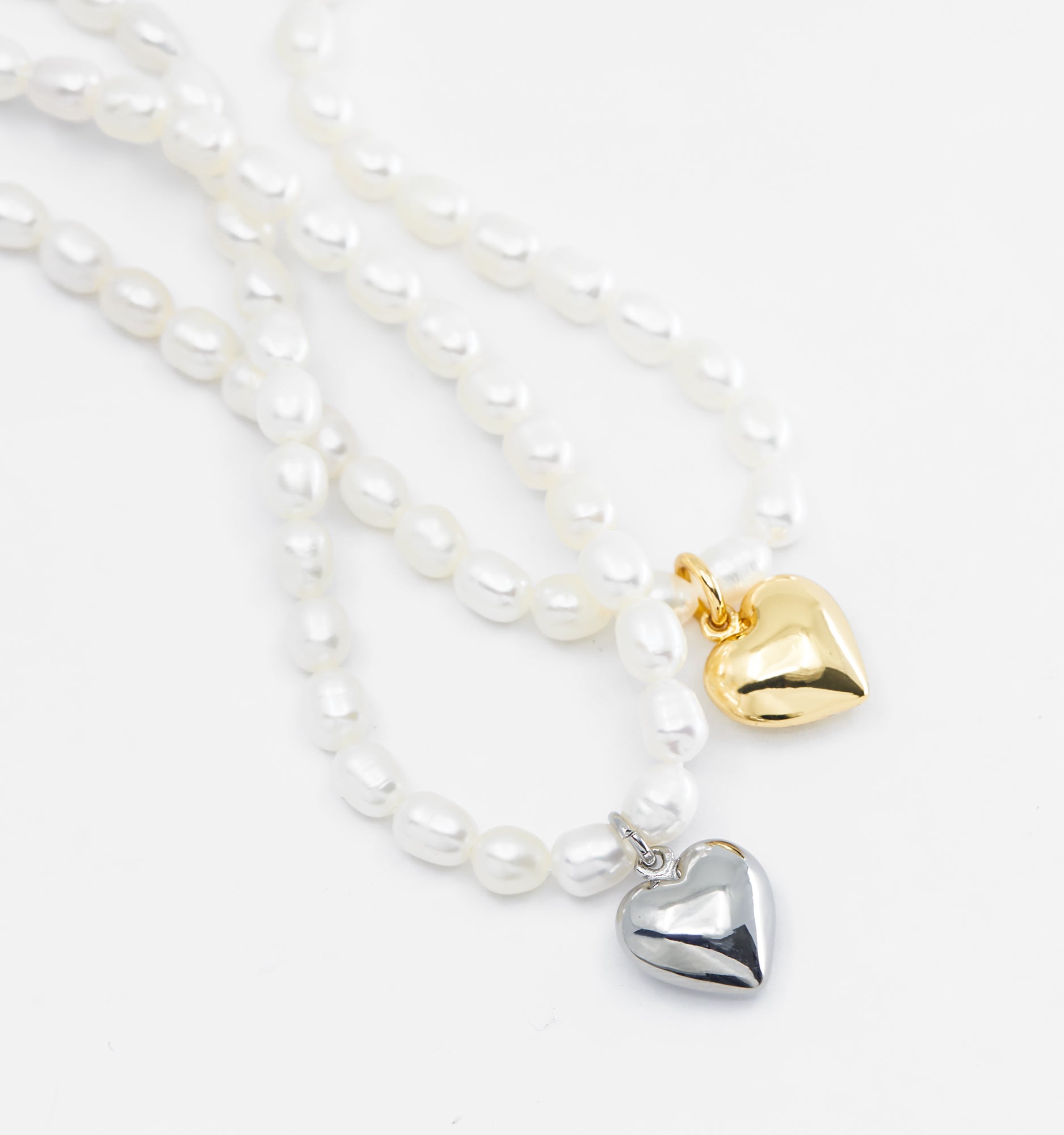 Silver Heart Pearl Necklace