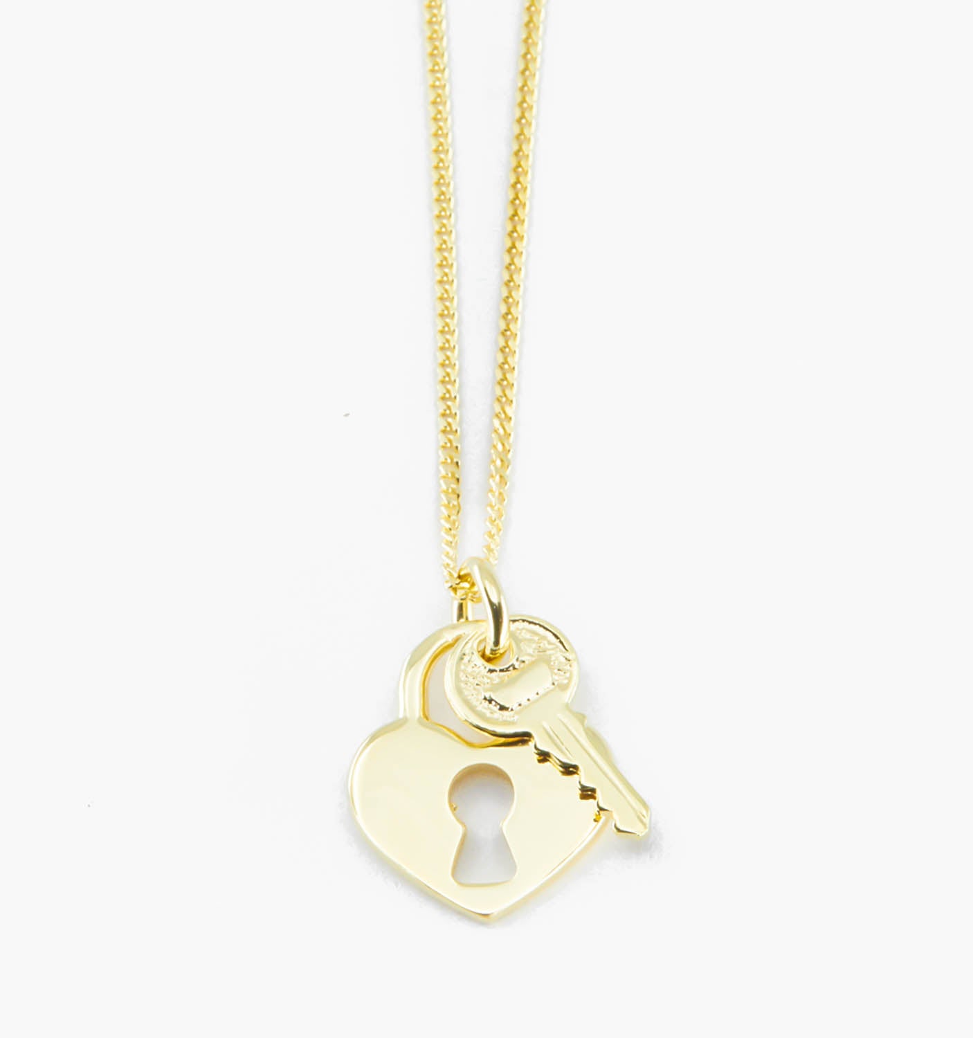Eternity Gold Heart Lock-and-Key Pendant Necklace in 14K Two-Tone Gold, 18