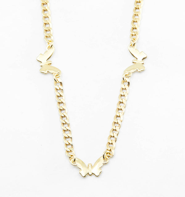 Butterfly Necklace With Cuban Chain