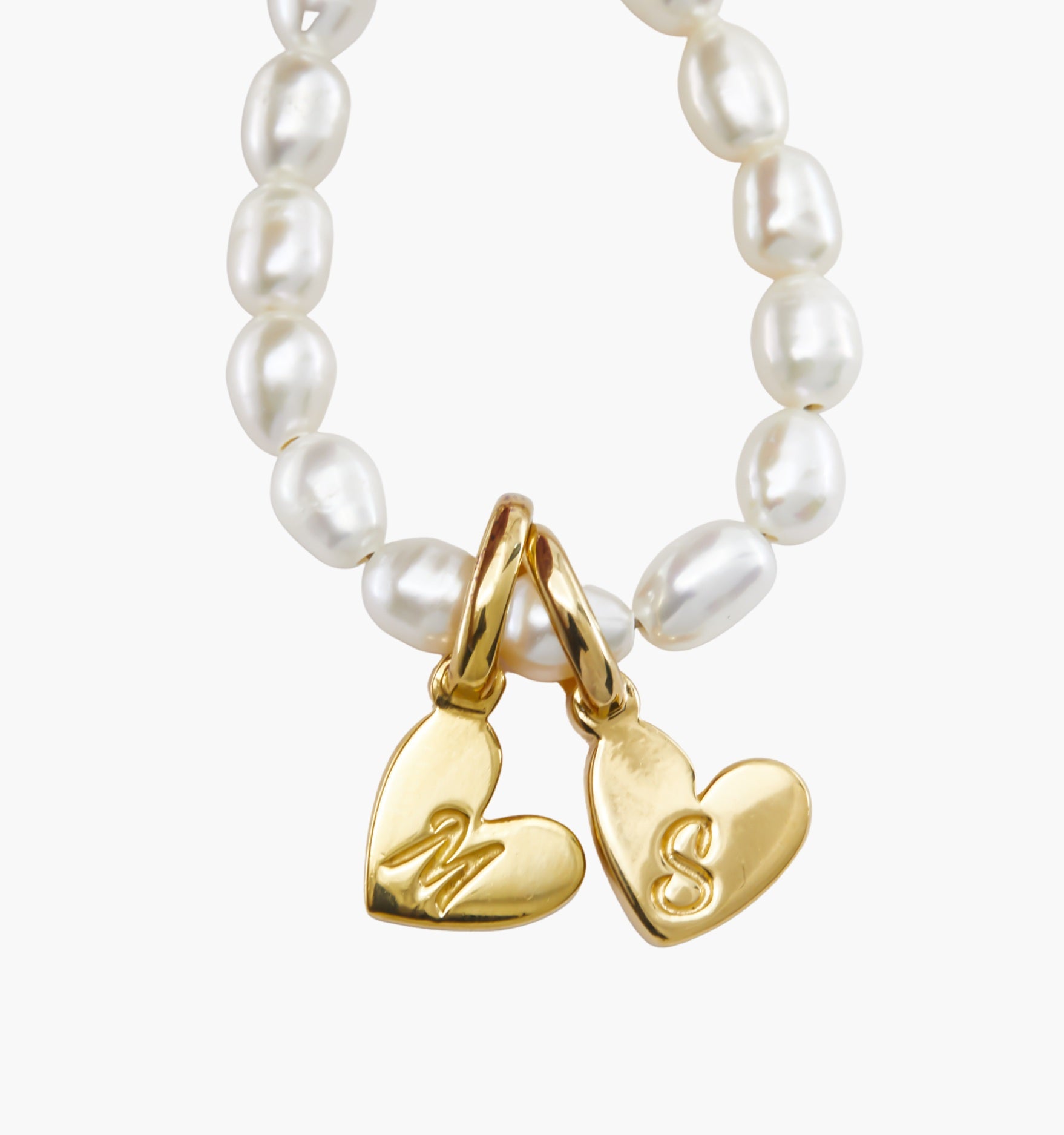 Heart Initial Pearl Necklace