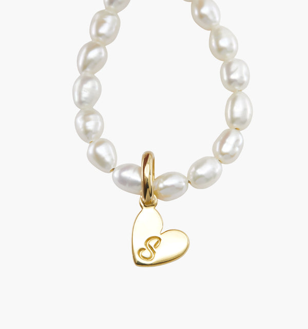 Heart Initial Pearl Necklace