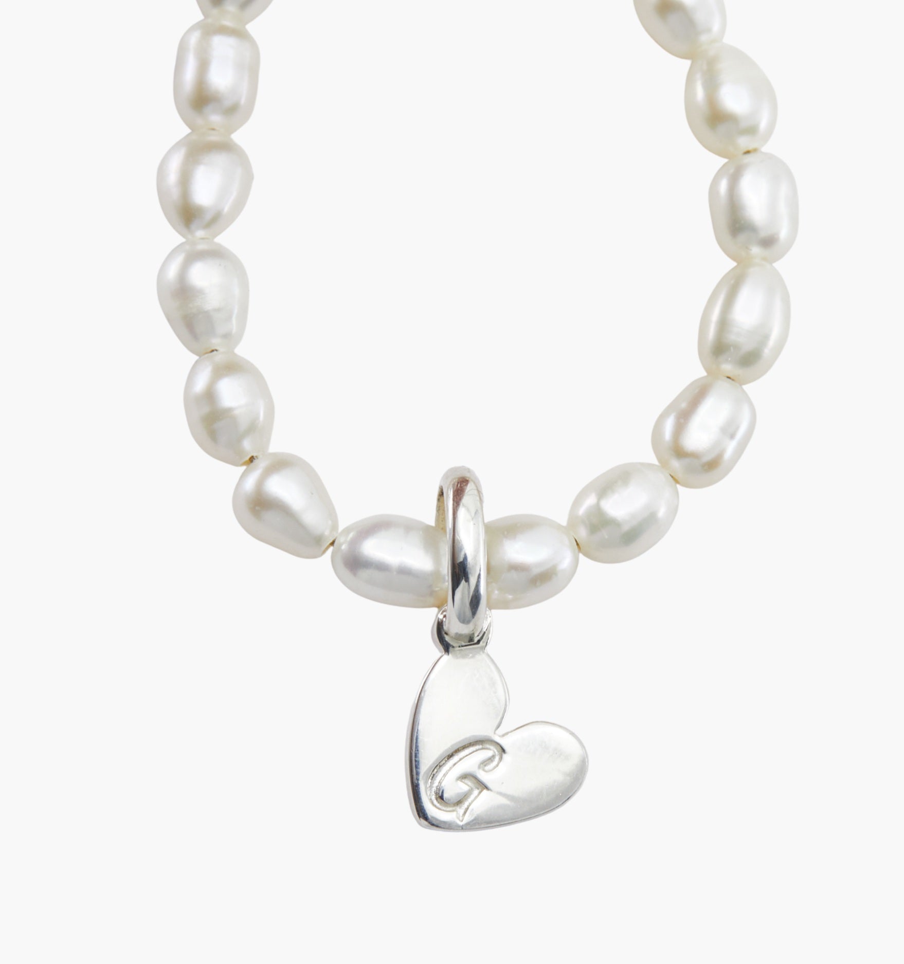 Heart Initial Pearl Necklace