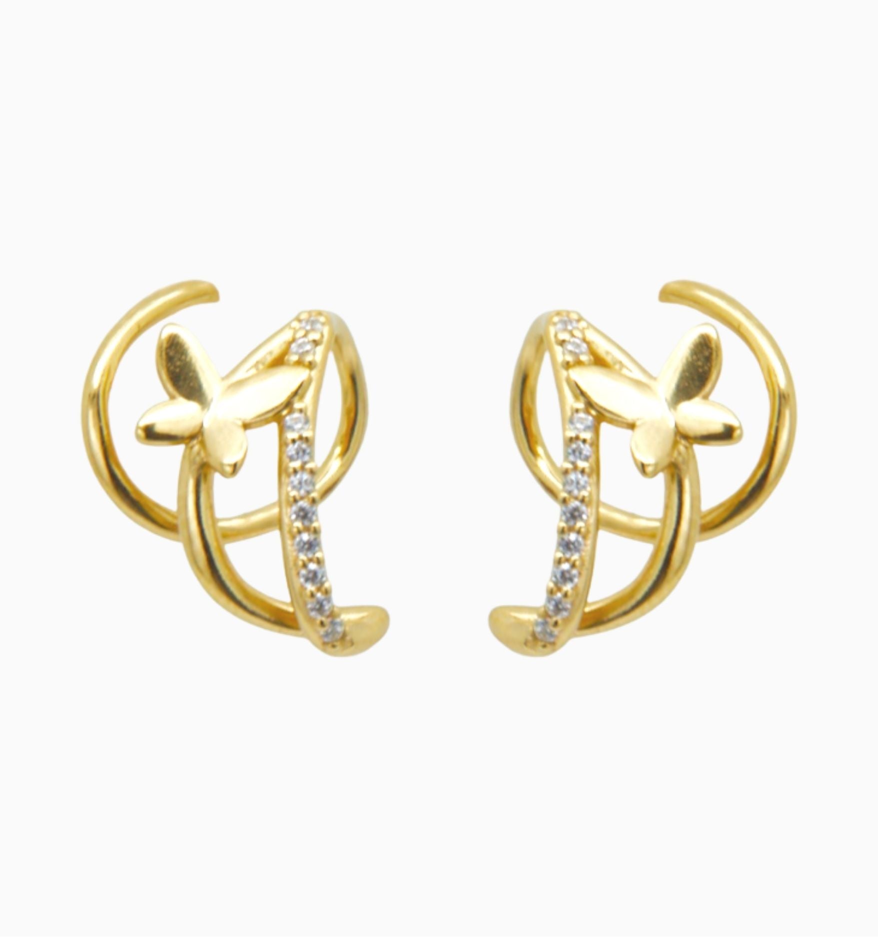 Double Twist Hoops Butterfly Pave Earrings - Illusion Earrings