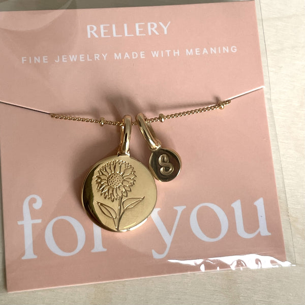 【RELLERY】Dainty Flower & Initialネックレス Lotus Flower Necklace – Rellery