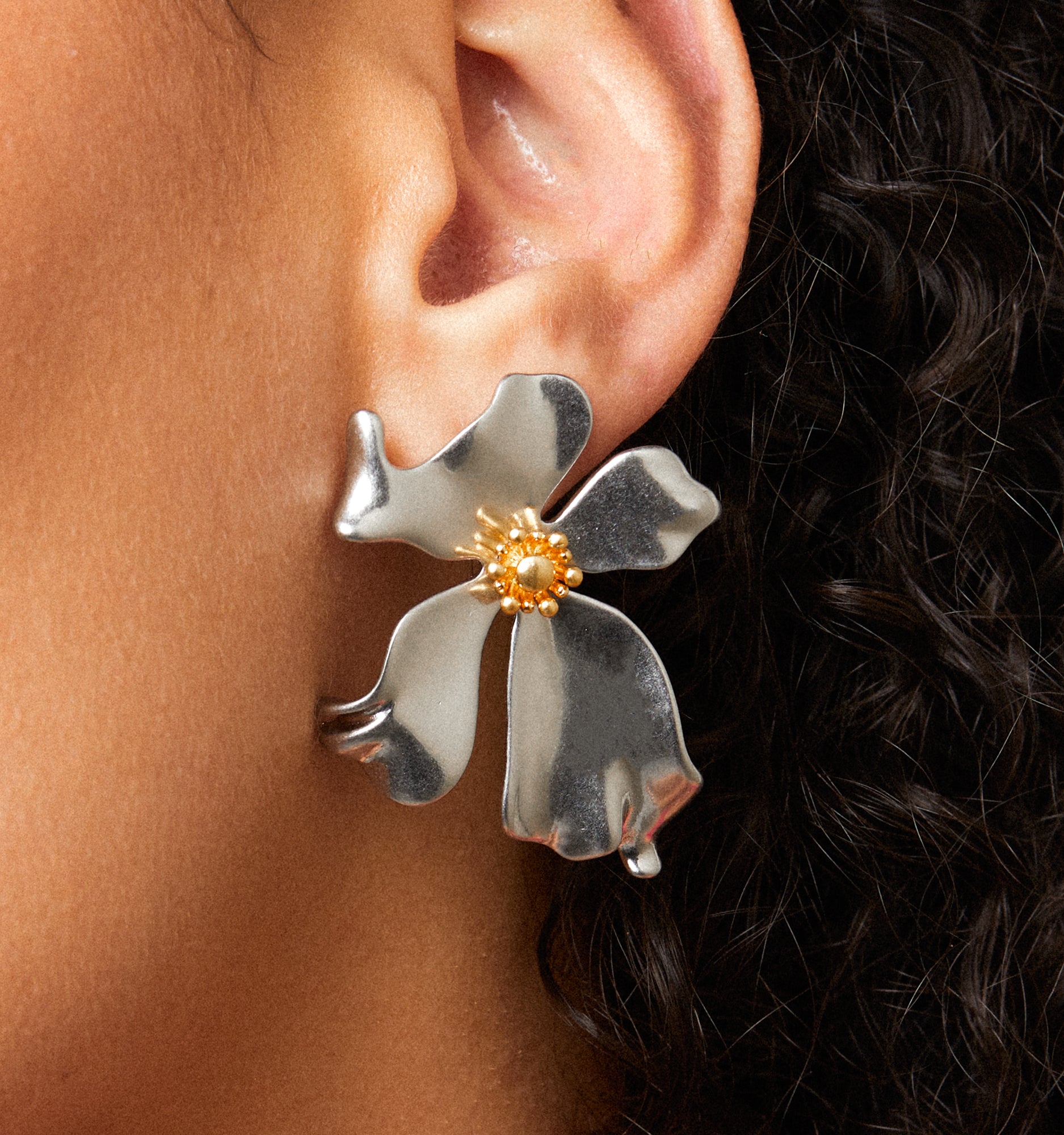 Metallic Flower Earrings