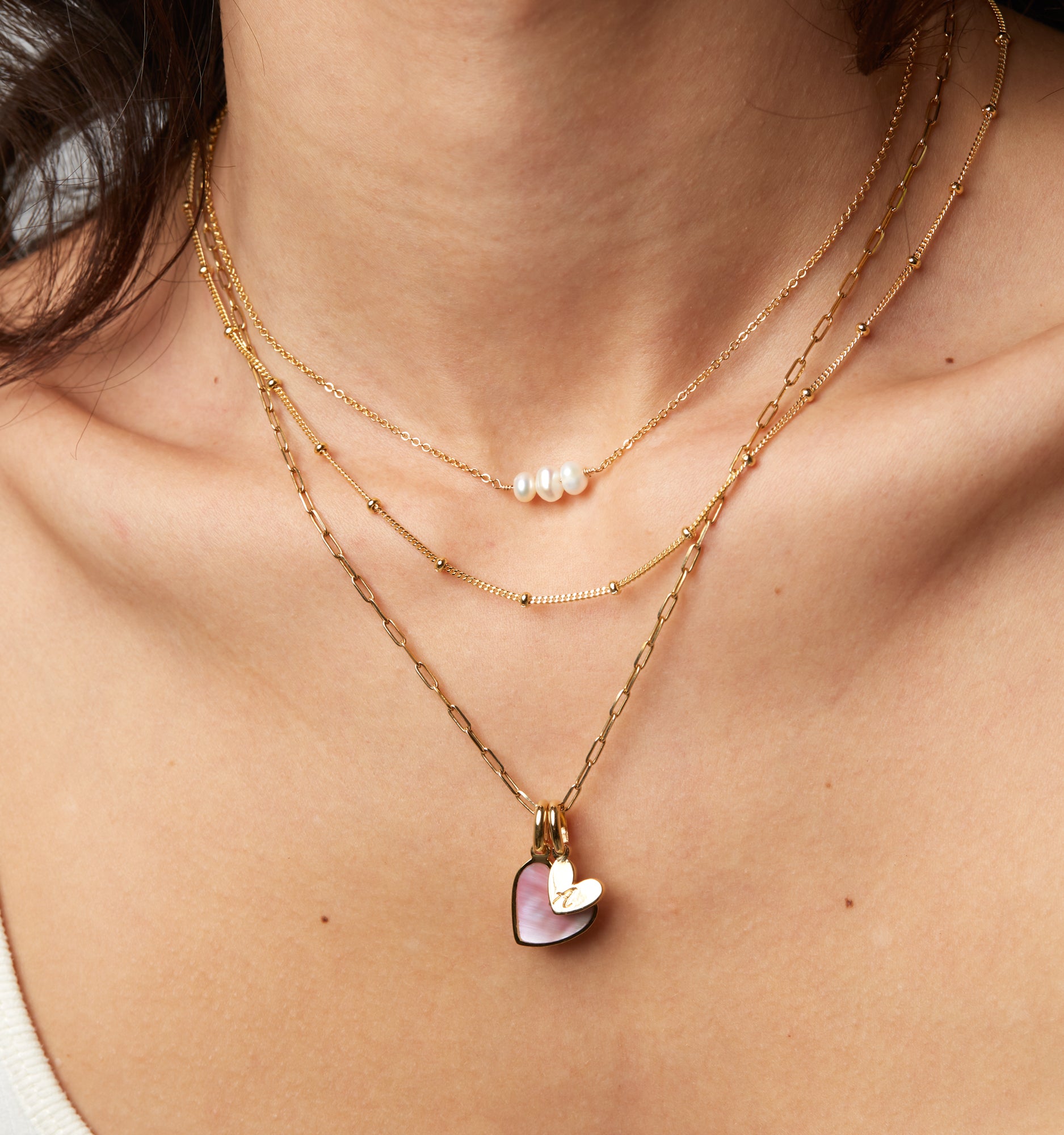 Pink Mother of Pearl Initial Necklace