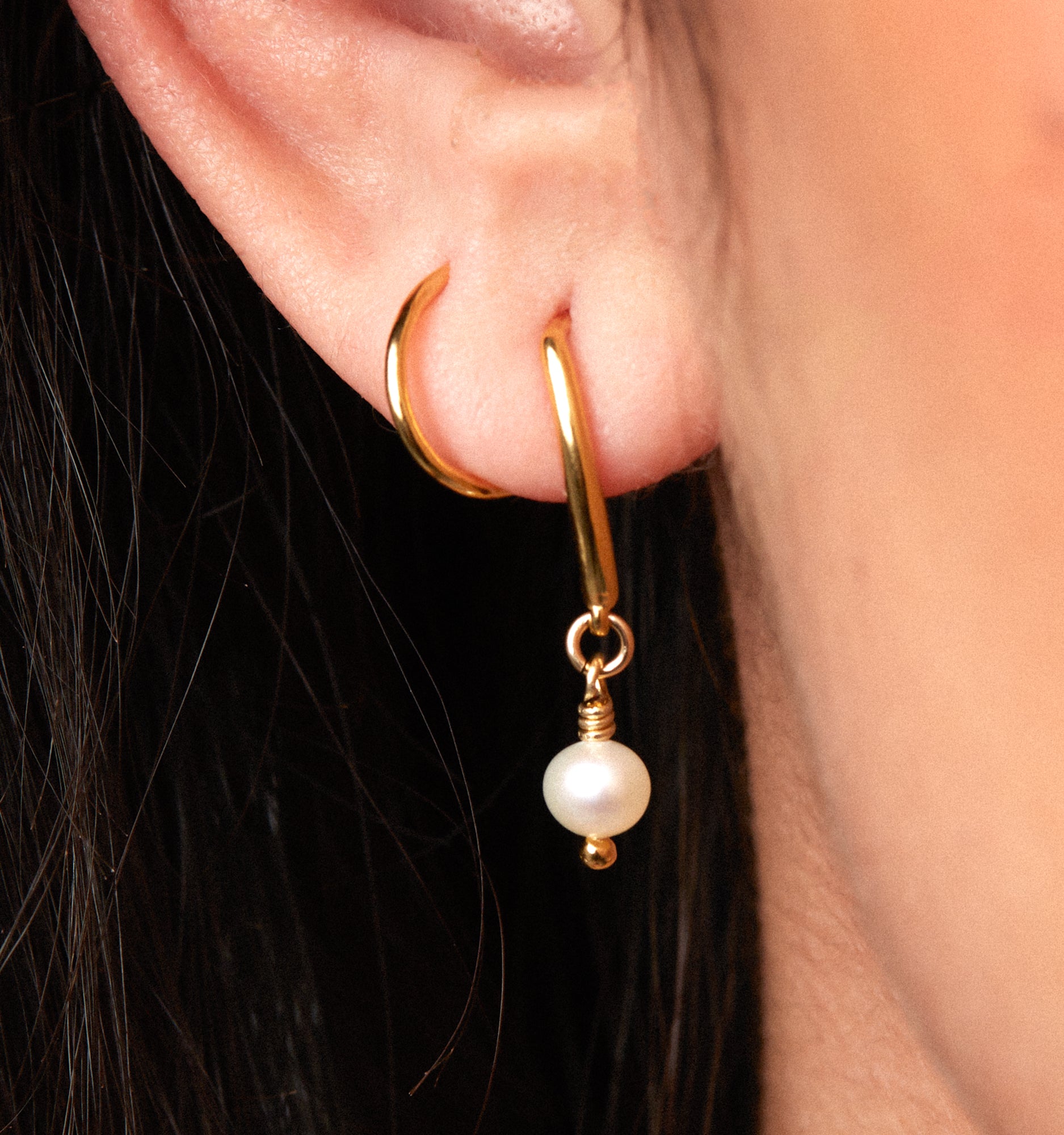 Double Twist Pearl Hoops - Illusion Earrings