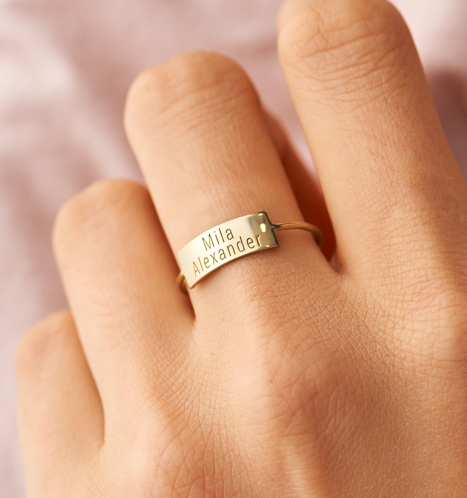 Large Personalized Bar Ring