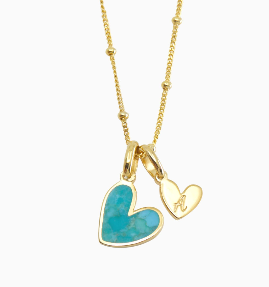 Turquoise Heart Initial Necklace Rellery
