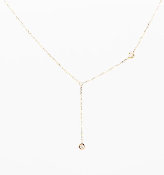 14K White Gold Diamond Lariat Necklace