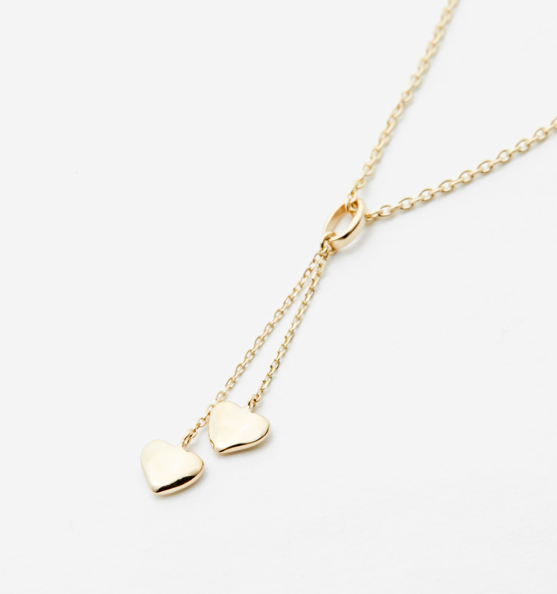 Double Heart Lariat Y Necklace