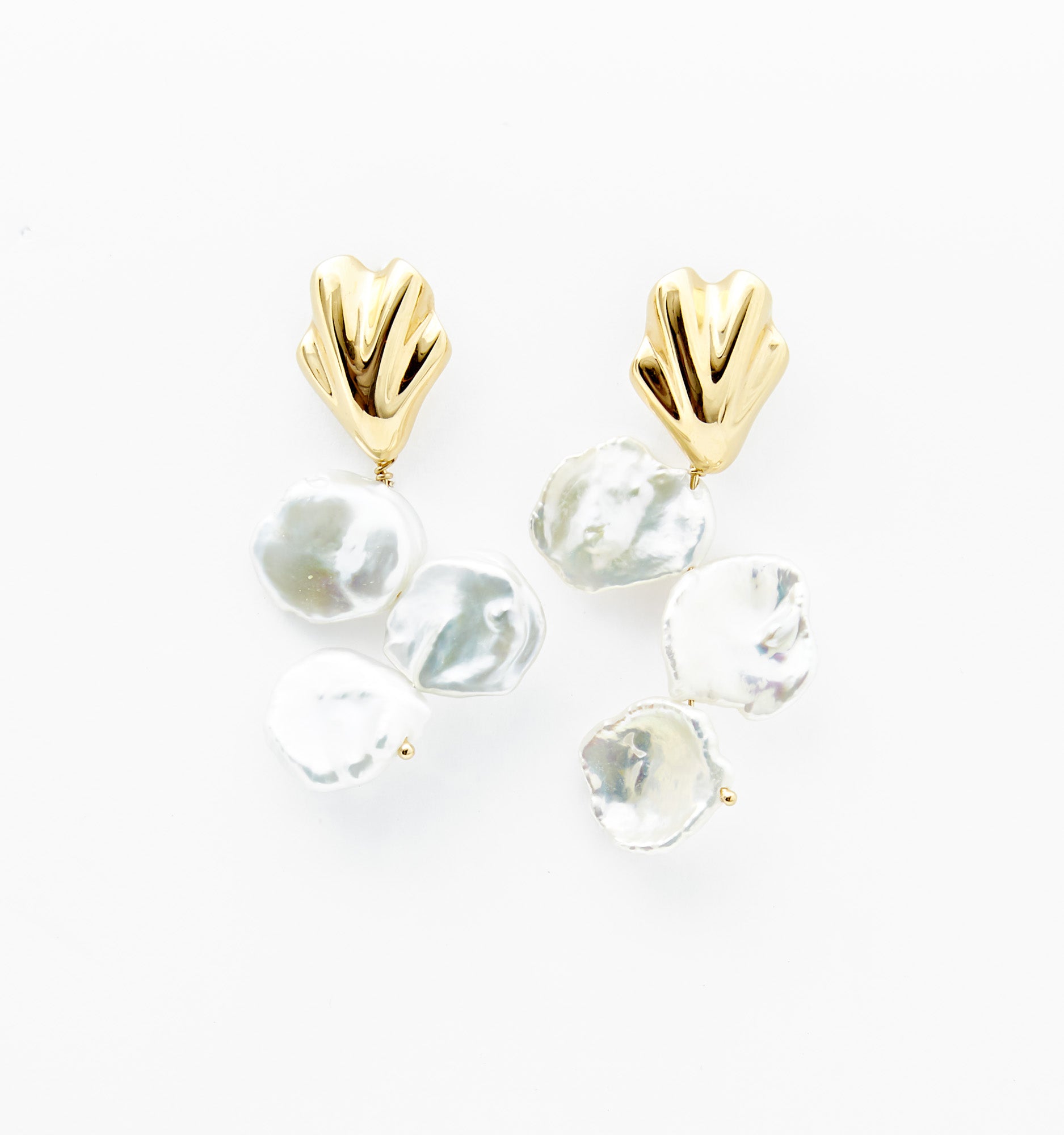 Mini Petal Earrings With Baroque Pearls