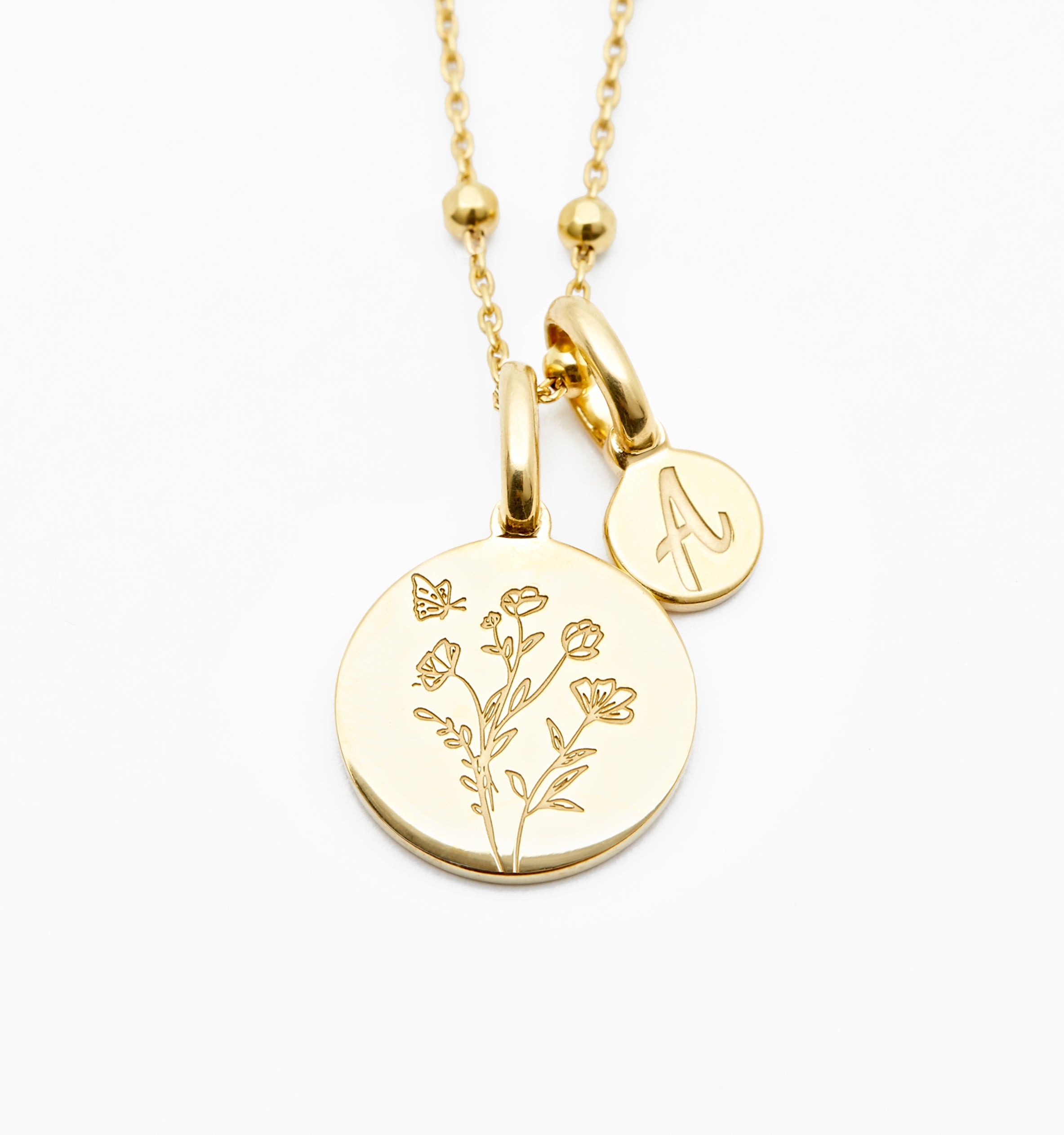 Wild Flower Necklace With Initial