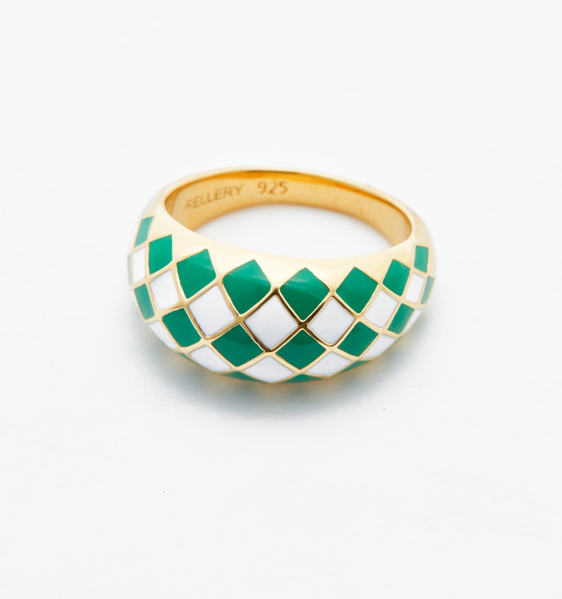 Emerald Green Checker Ring