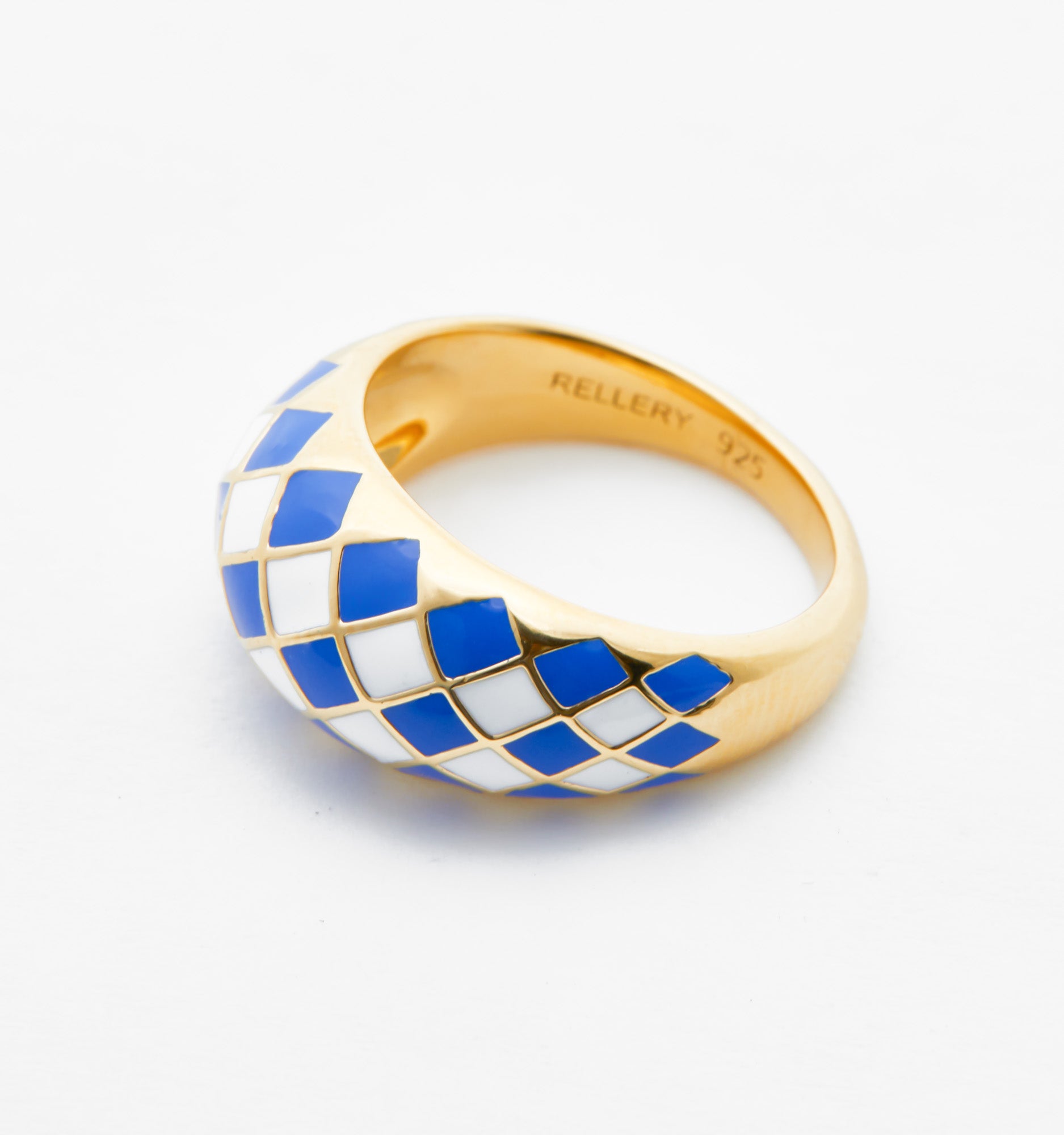 Azure Blue Checker Ring