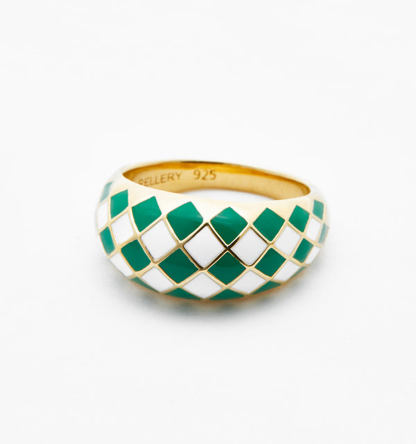 Emerald Green Checker Ring
