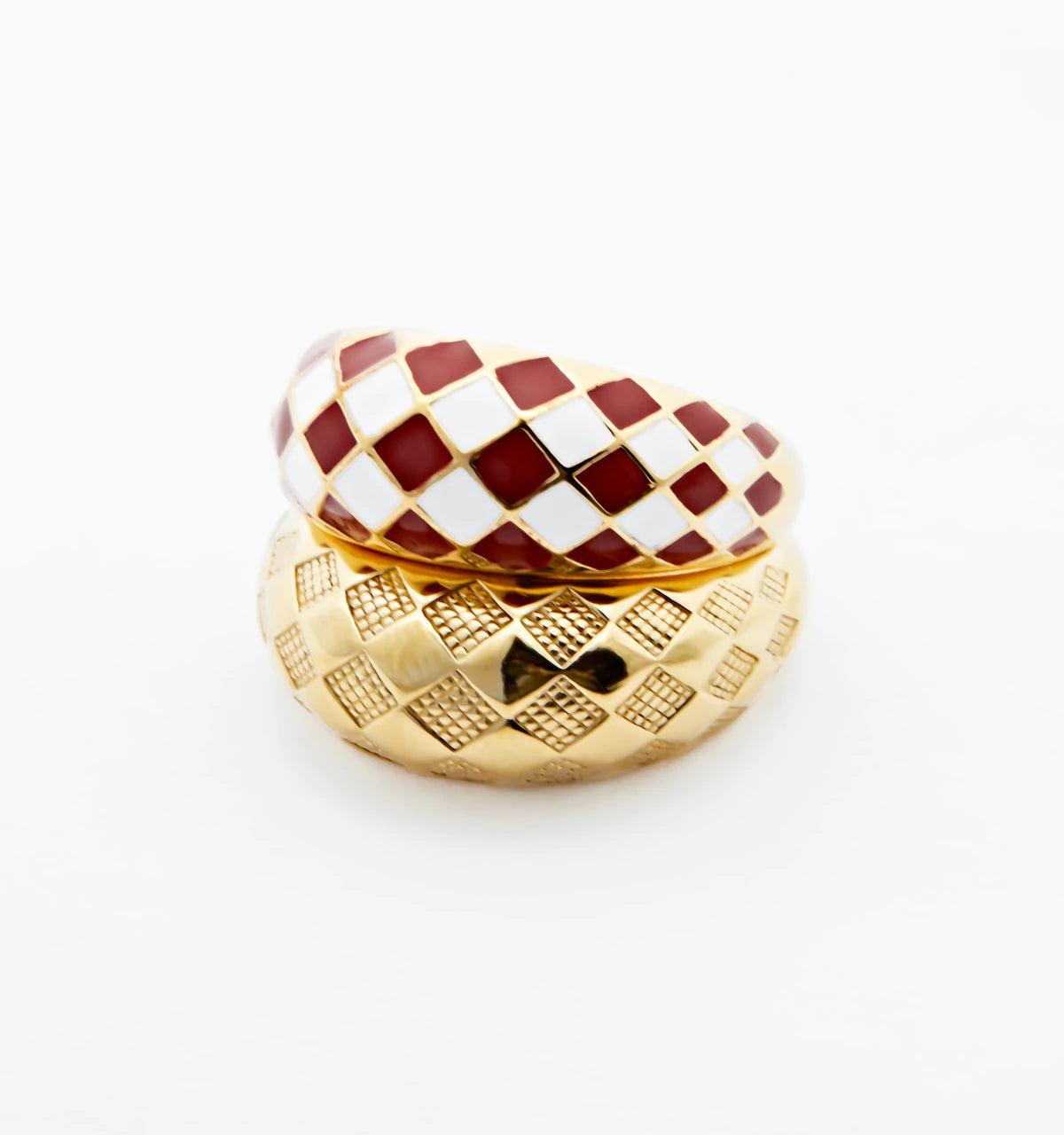 Assorted Check Rings Red Checker Rings, Set of 2 Dome Rings – Rellery