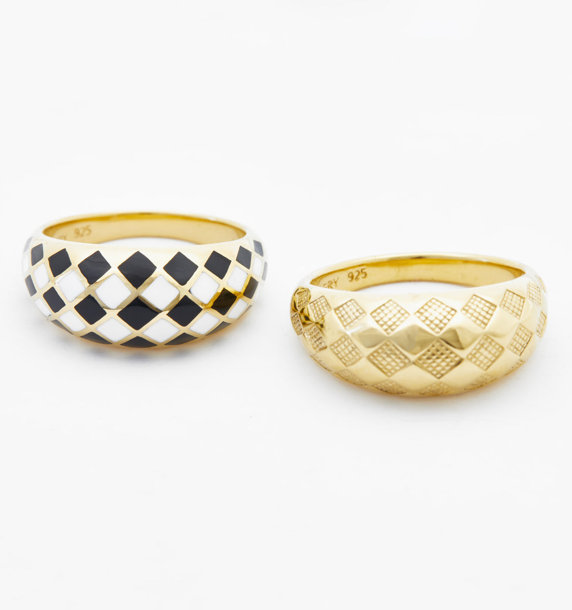 Assorted Check Rings Dome Rings, Checker Rings, Gold Dome Rings – Rellery