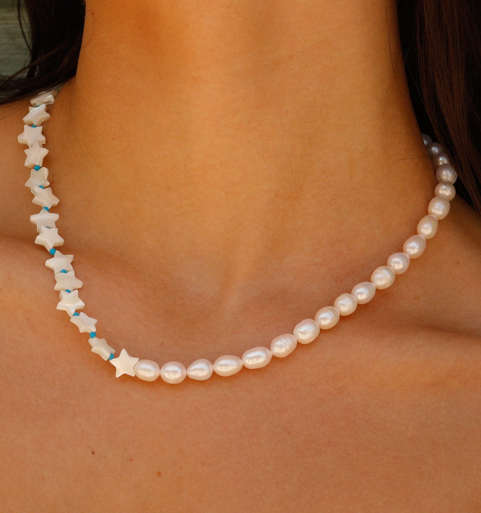 Stars Pearl Choker Necklace