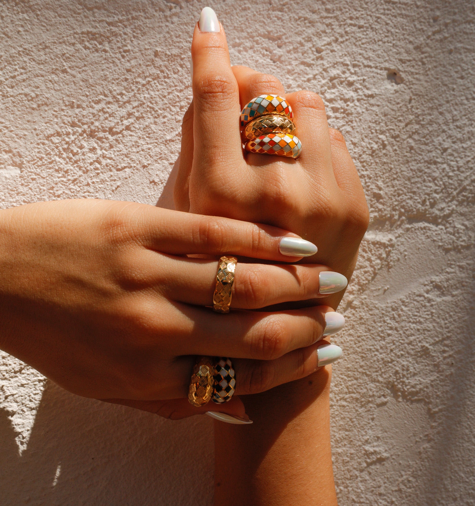 Assorted Check Rings Rainbow Checker Rings, Set of 2 Dome Rings – Rellery