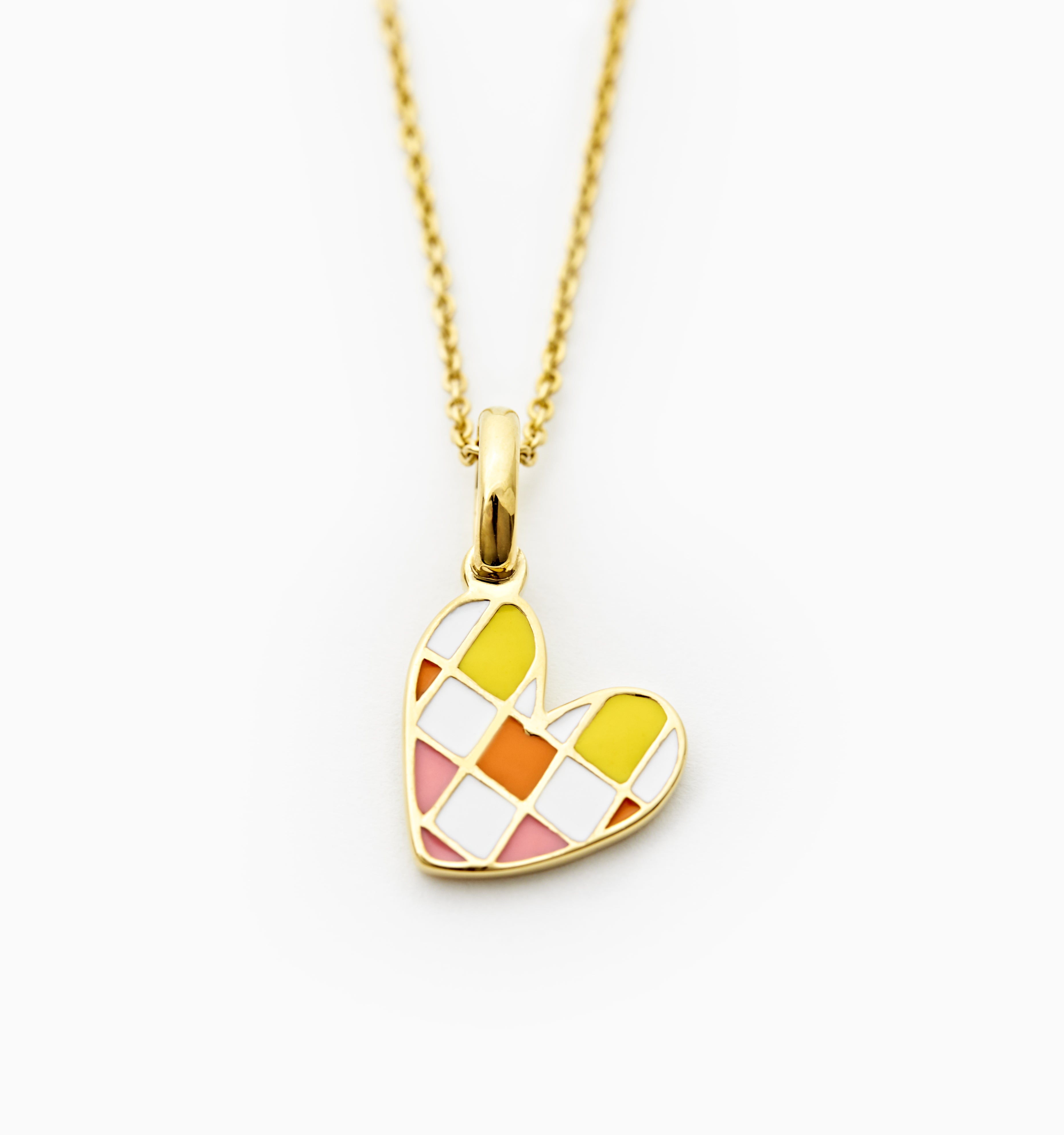 Sunset Checker Heart Necklace