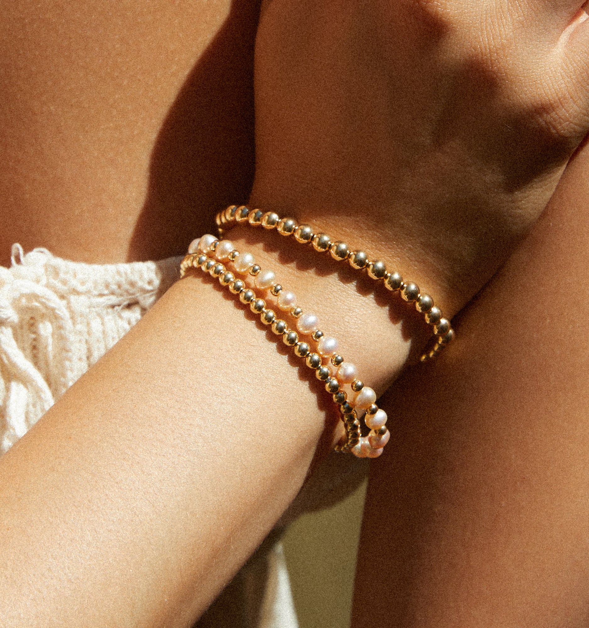 Gold Pearl Beaded Bracelet