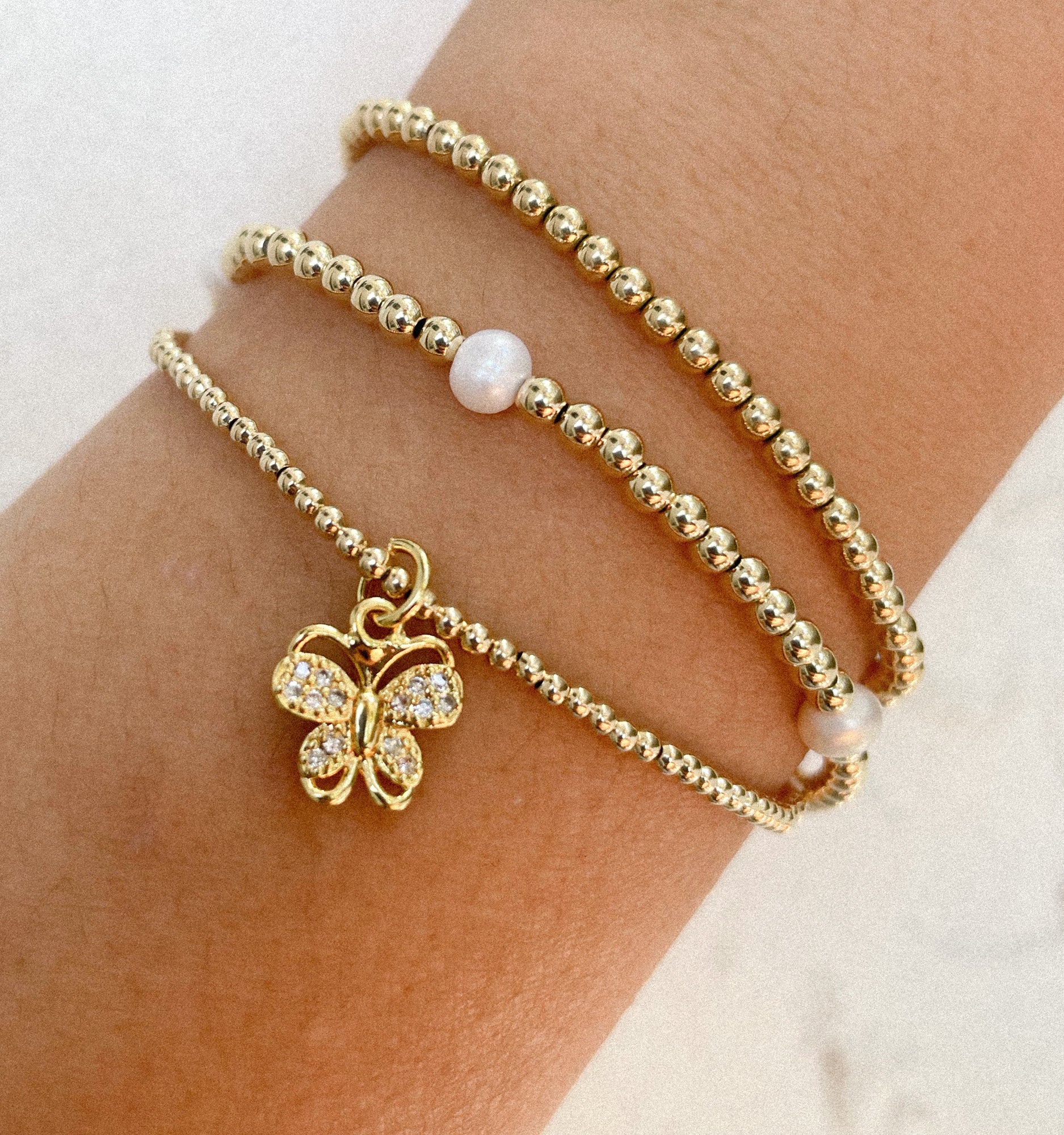 Butterfly Bracelet With Ball Chain