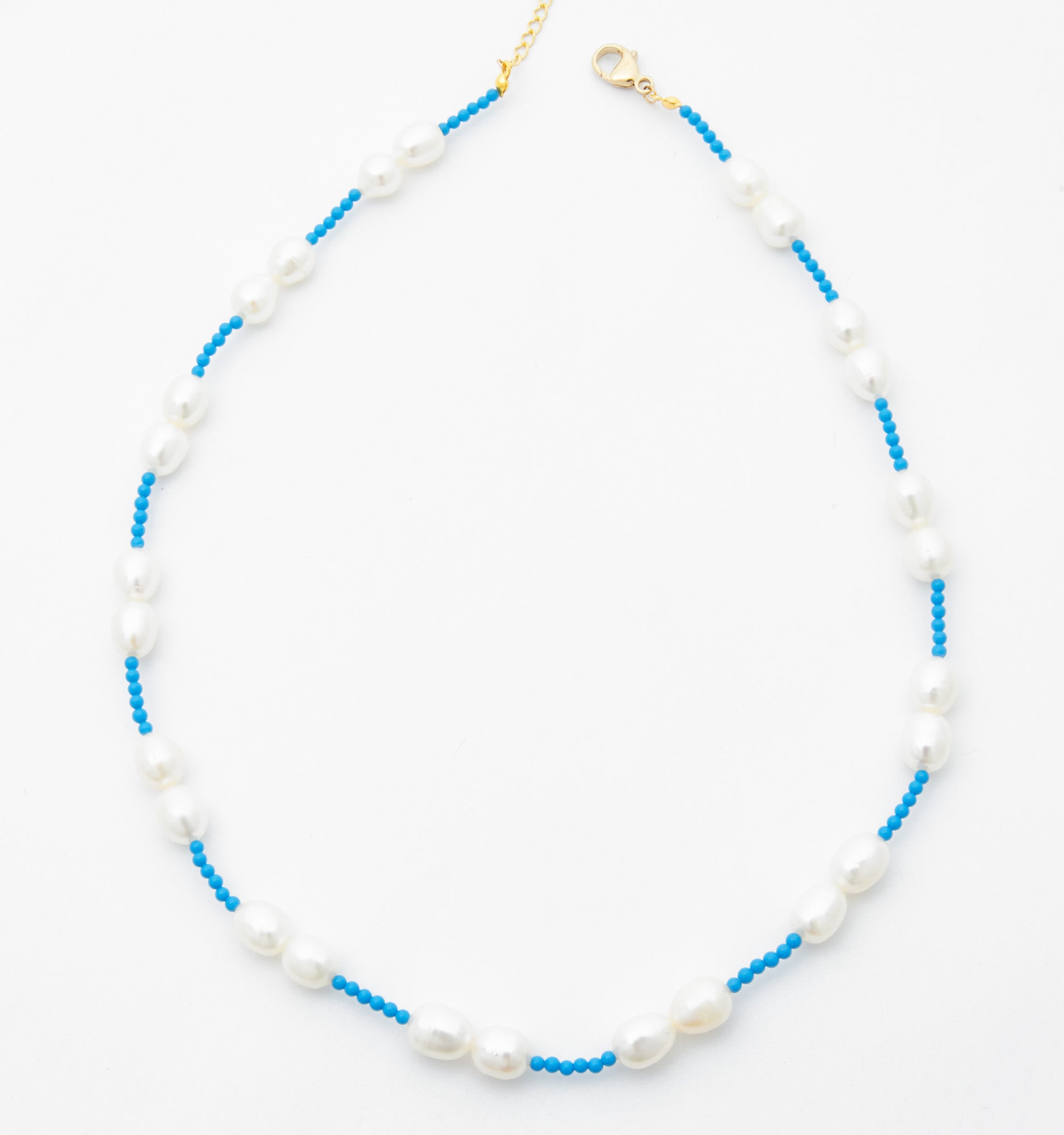 Pearl Necklace With Mini Turquoise