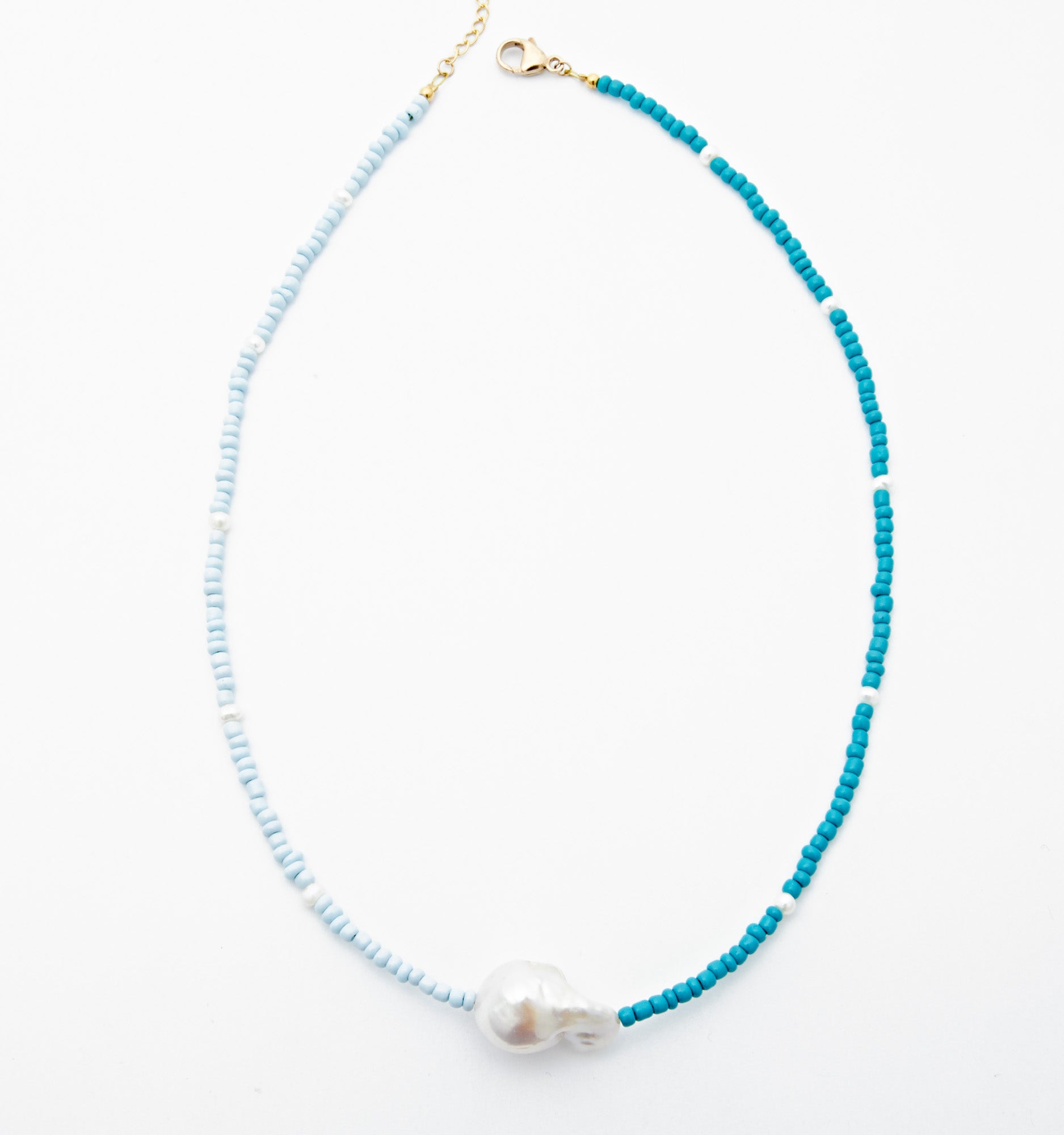Pearl Choker Necklace in Turquoise Blues