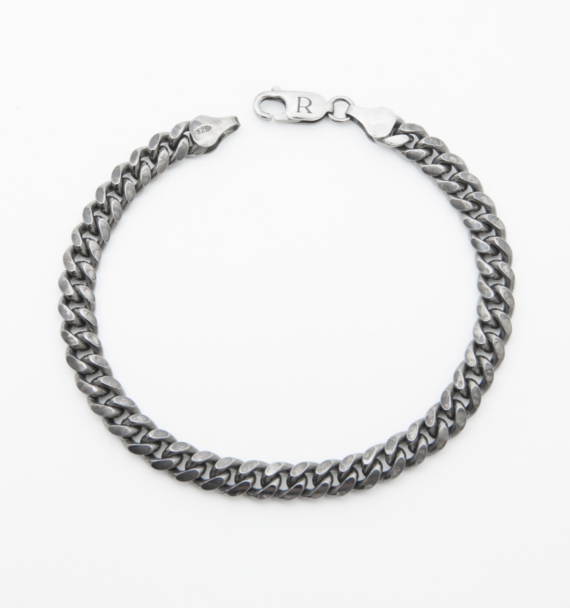 Mens Silver Curb Chain Bracelet - 925 Sterling Silver 8.5