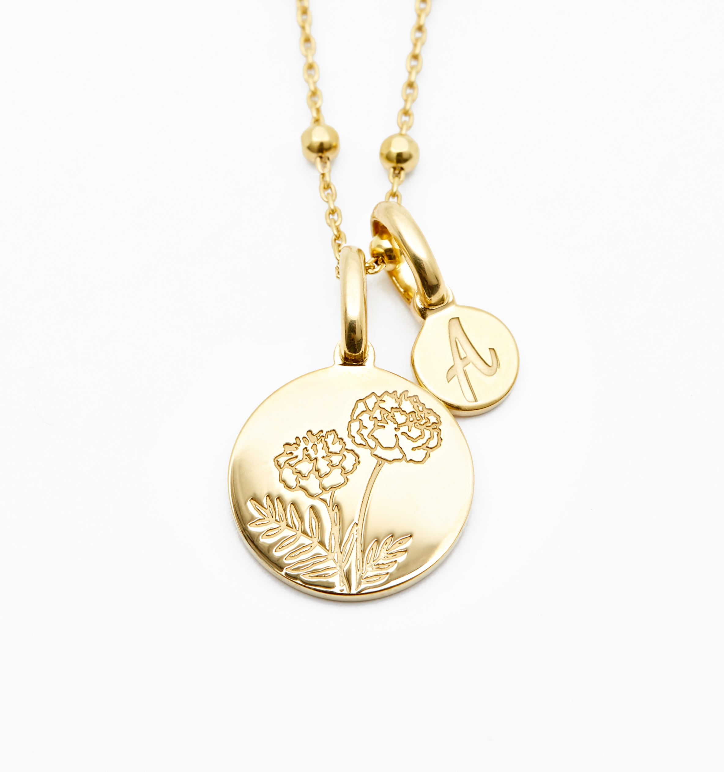 Marigold Initial Necklace October Flower