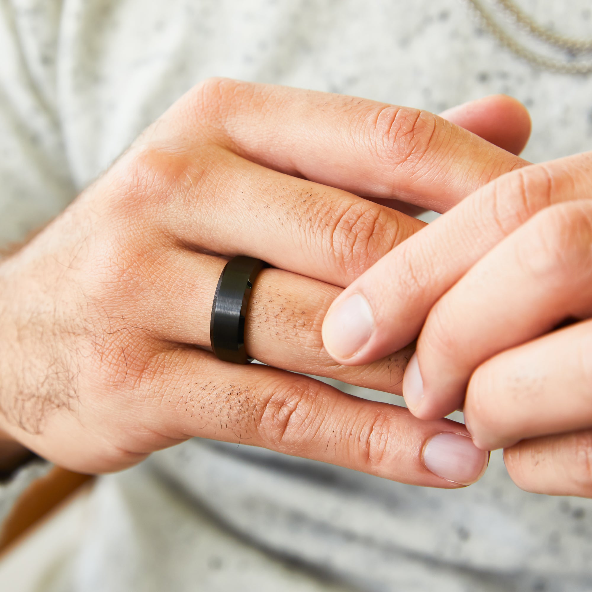 Rounded Rings Men Black Engagement Ring For Men