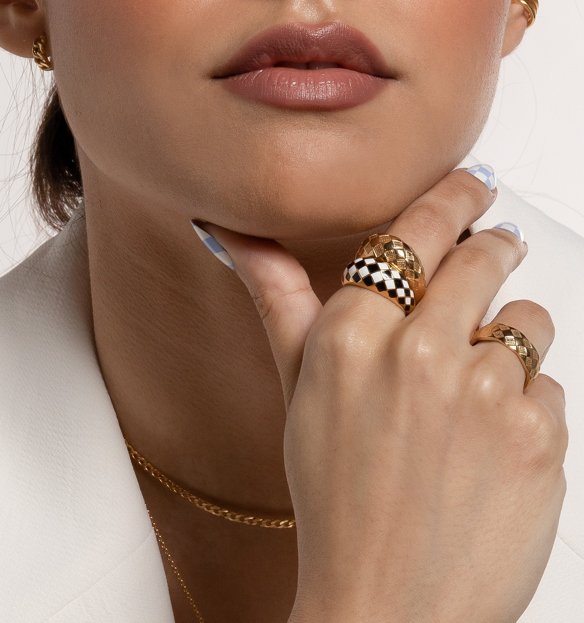 Assorted Check Rings Dome Rings, Checker Rings, Gold Dome Rings – Rellery