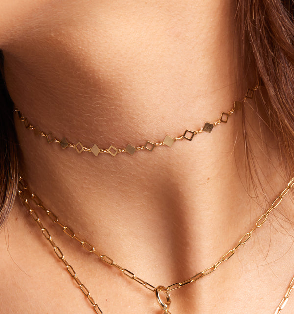 Faceted Square Chain Necklace
