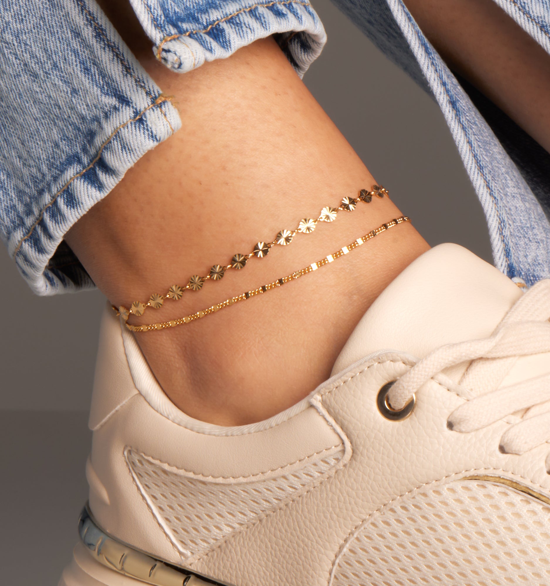 Gold Anklet With Coin Chain