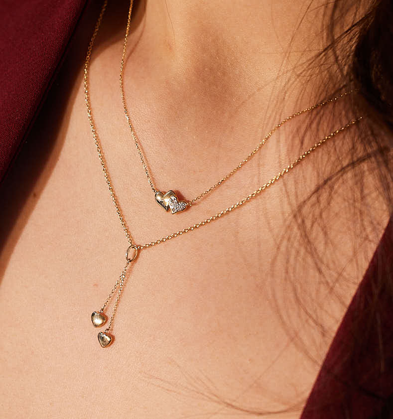 Double Heart Lariat Y Necklace